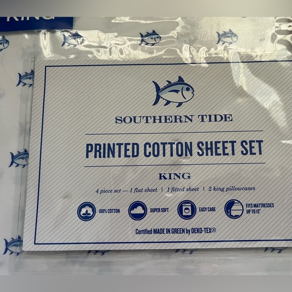 Southern Tide Printed Cotton Skip Jack King Sheet Set - Picture 2 of 6